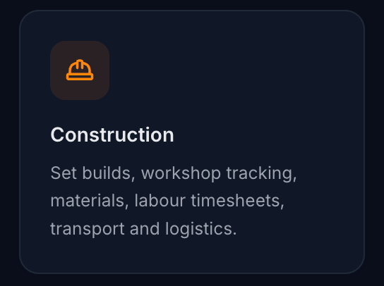 Routine module hub showing the Construction module card with description